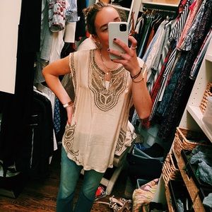 Calypso St Barth tan beaded tunic